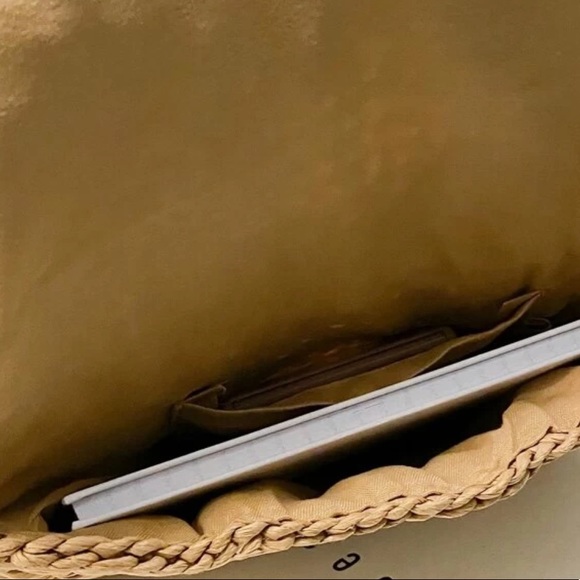 BOHO GYPSY STRAW WOVEN TAN BAG CLUTCH WRISTLET - Picture 5 of 8